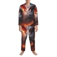 thumbnail image 3 of Yiaed Fire Sky Dragon Print Men’s Pajamas Set - Long Sleeve Button Down Sleep Shirt and Pajama Bottoms Sleepwear Set Mens Pjs Sets Men's Pajama Bottoms-Large, 3 of 7