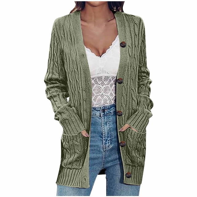 Timegard Cardigans pour Femmes Grande Taille à Boutons Confortables Mi-Longs Vestes en Tricot Poches Mode