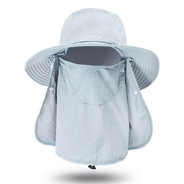 Summer Quick-drying Men Women Hat Outdoor Face Mask Wide Brim Bucket Hat Sun Protection Wide Brim Cap for Fishing Hunting