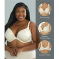 thumbnail image 6 of DreamFit Underwear for Women Plus Size Full Coverage Microfiber Underwire Everyday Plunge Bra with Adjustable Wide Straps, 6 of 6