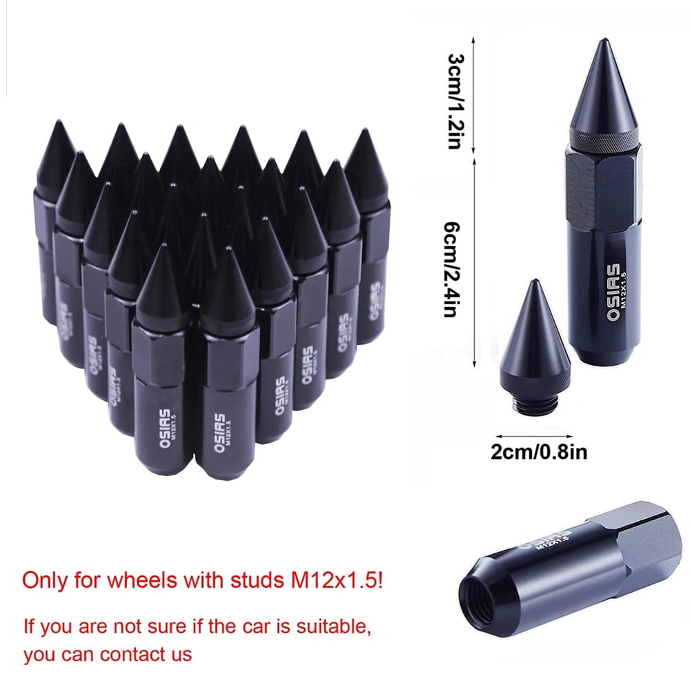 OSIAS 20PCS M12X1.5 Racing Wheel 60MM Lug Nuts With Socket Key For Honda