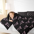 thumbnail image 3 of Manfei Pink Bow Black Star Full Size Comforter Sets for Girls, Dreamy Princess Style Bedding Sets, Black Reversible, 3 Pieces, 3 of 6