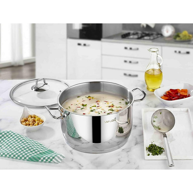 Saflon Stainless Steel 4 Qt Saute Pot with Glass Lid