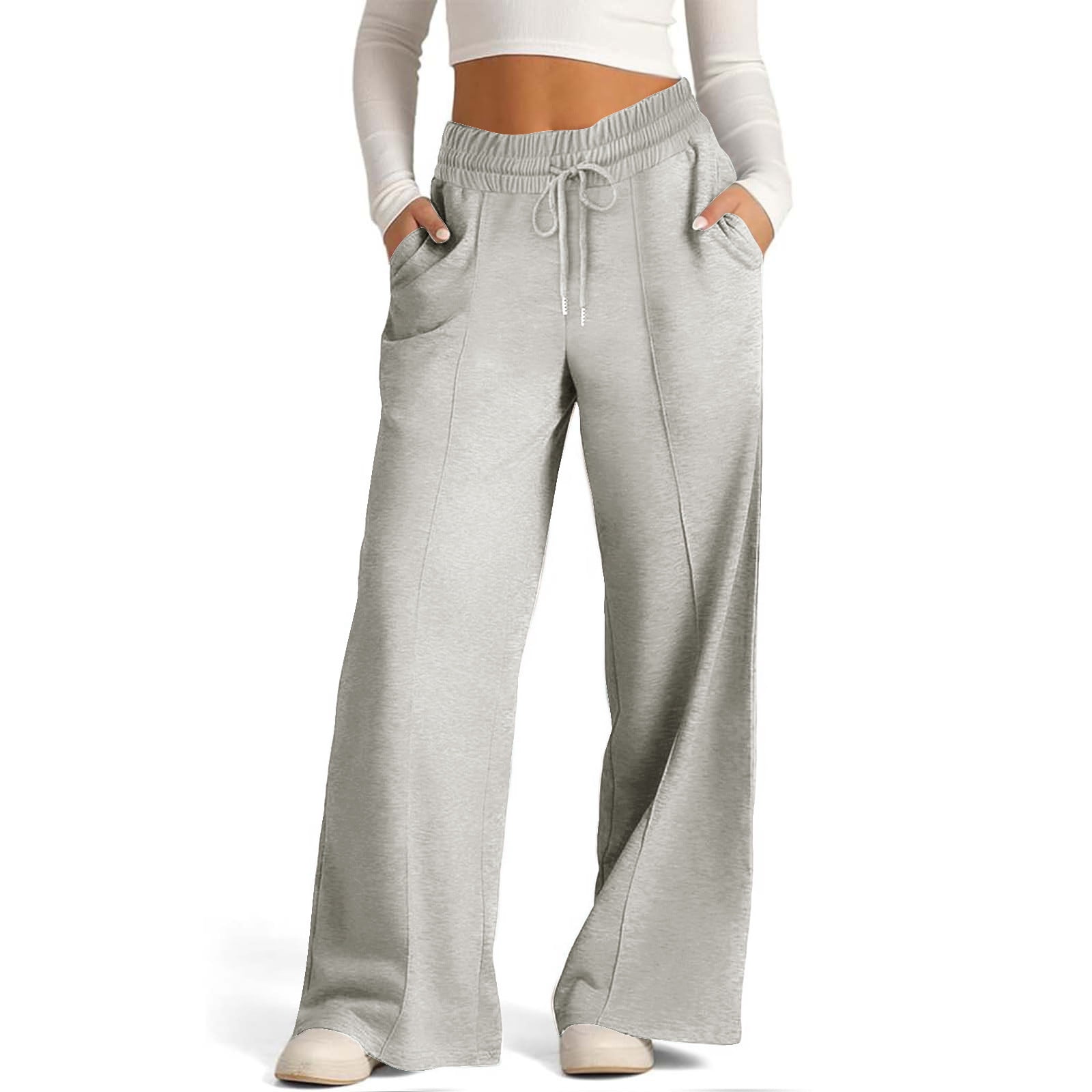 AherBiu Womens Sweatpants Straight Wide Leg High Waisted Sportswear Workout Pants Trousers with Pockets