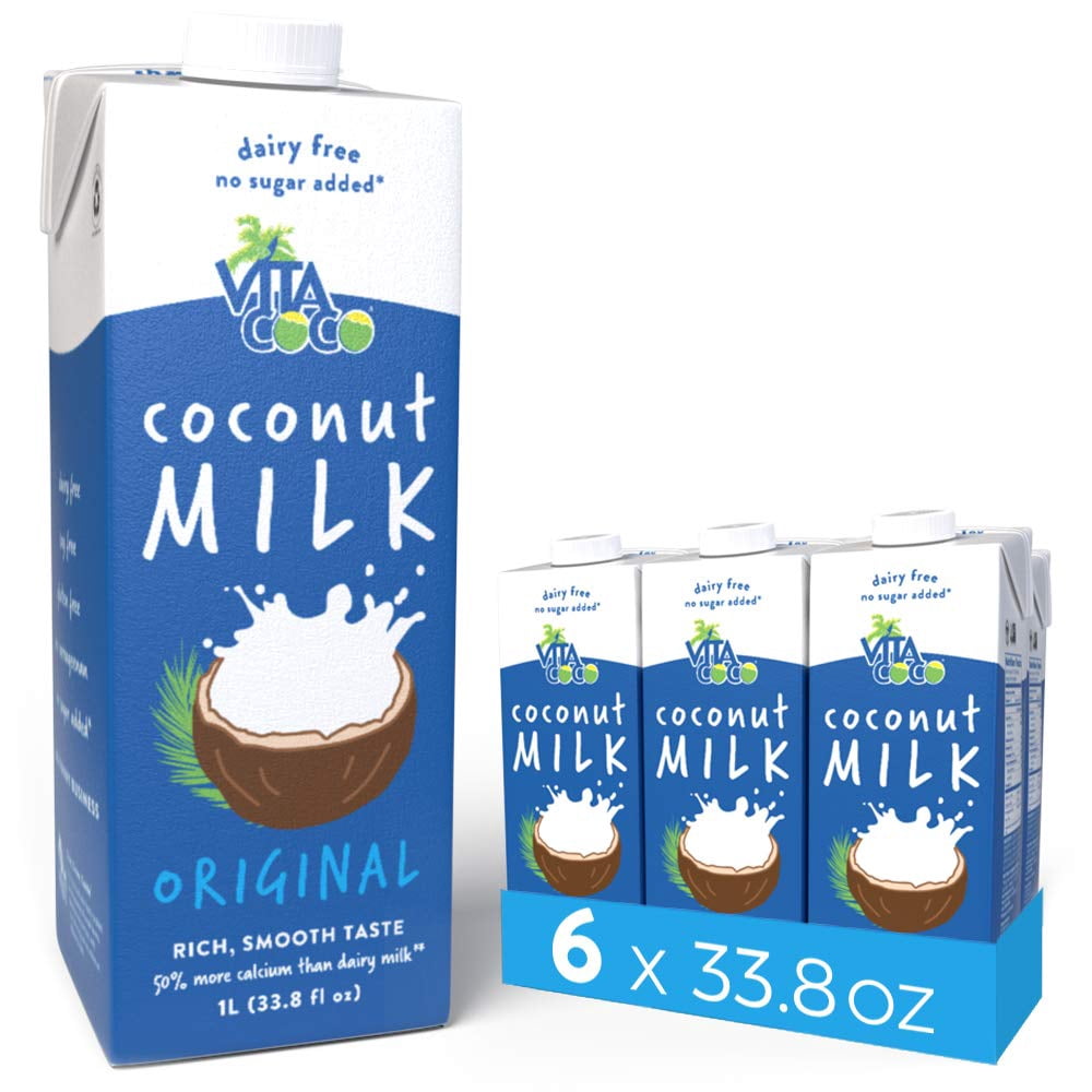 (Pack of 6) Vita Coco Coconut Milk, Unsweetened Original Plant Based