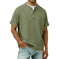 thumbnail image 2 of HBYJLZYG Men's Cotton Linen Blend Henley T-Shirt with 3-Button Placket, Short Sleeve, Raglan Sleeve, Breathable, S-XXXXL for Everyday & Outdoor, 2 of 8