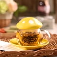 thumbnail image 4 of Taza de té de con hongo de 2 piezas con posavasos de cerámica con colador, 4 of 9