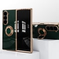 thumbnail image 5 of Dteck Case for Samsung Galaxy Z Fold 6 Luxury Plating TPU + PC Slim Case Shockproof Ring Magnetic Stand for Galaxy Z Fold 6 5G 2024,Darkgreen, 5 of 5