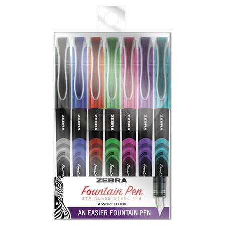 Zebra Fountain Pen, Fine Point, 0.6mm, Assorted Colors, Non-Toxic Ink,
