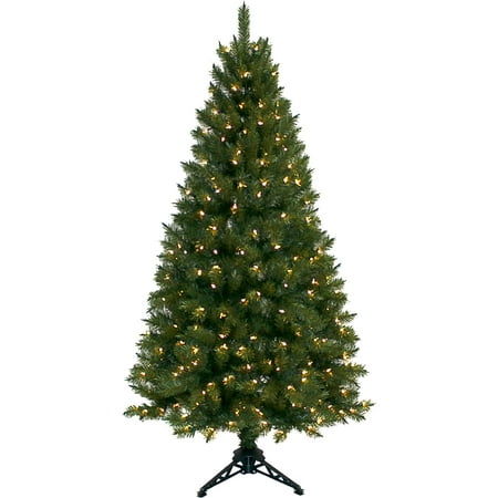 Pre-Lit 6' Half Christmas Tree, Green, Clear Lights - Walmart.com