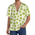 thumbnail image 1 of Balery Green Frog Camisa Casual de Manga Corta con Botones para Hombre, Texturizada, Estilo Cubano, para Playa, Verano-XX-Large, 1 of 5