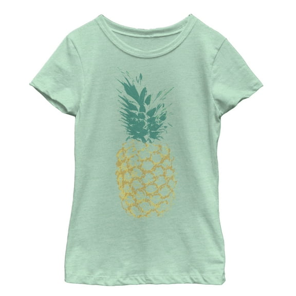 Girl's Lost Gods Distressed Pineapple  Graphic Tee Mint Medium