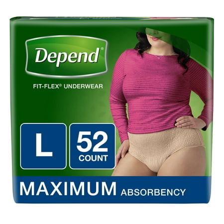 - Depend FIT-FLEX Incontinence Underwear for Women, Maximum, L, (Choose Your Count)