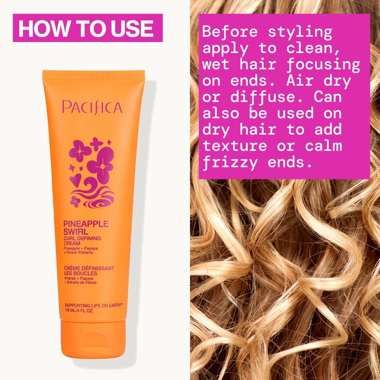 Pacifica Pineapple Curl Defining Cream, Coconut Oil, Hyaluronic