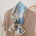 thumbnail image 2 of yuCgh Fresh Chiffon Soft Scarf Necklace, Small Scarf for Neck, Sun Protection Scarf, Sheer Lightweight Scarf, Women's Fashion Scarf Accessory,Blue, 2 of 3