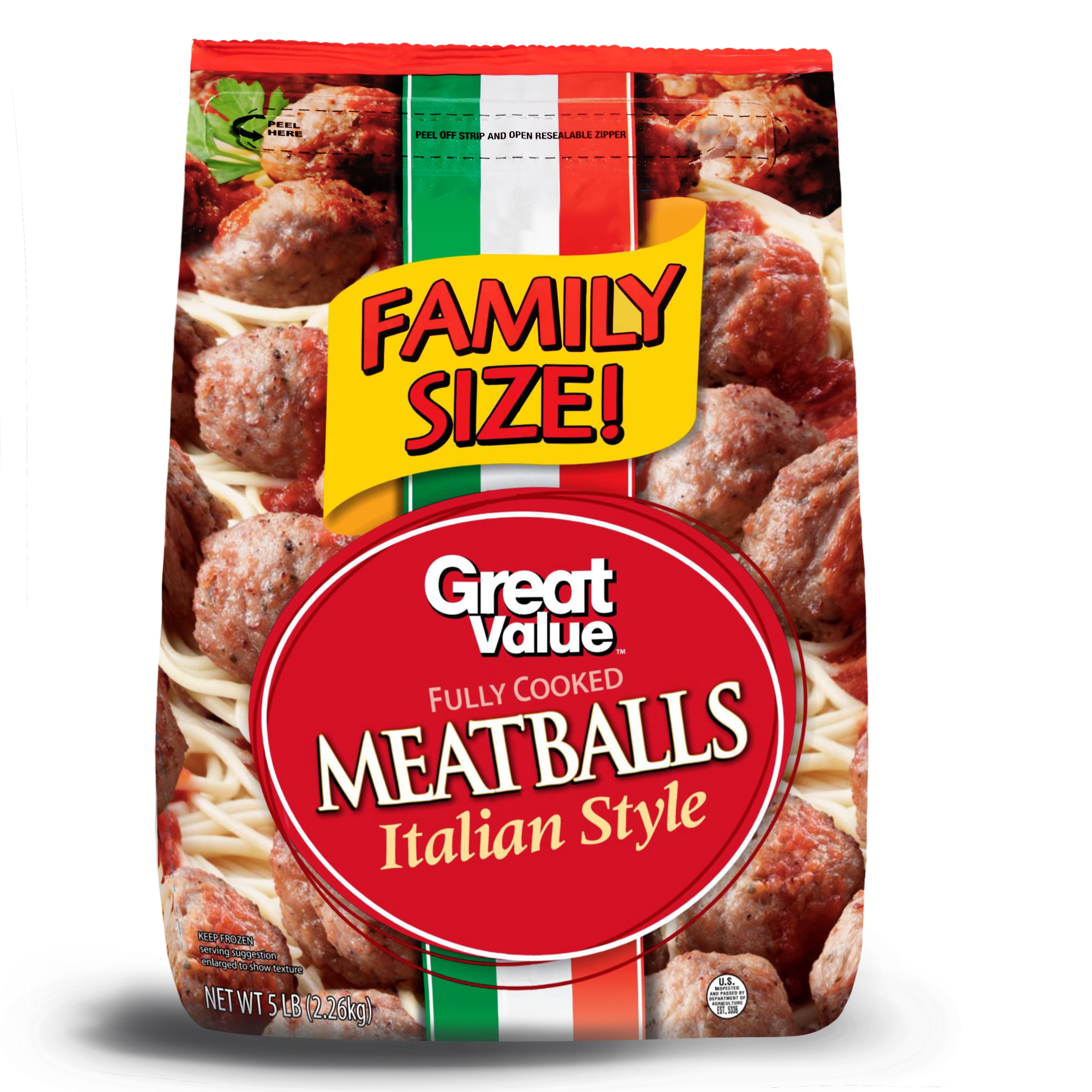 Great Value Italian Meatballs, Party Size, 80 oz Bag