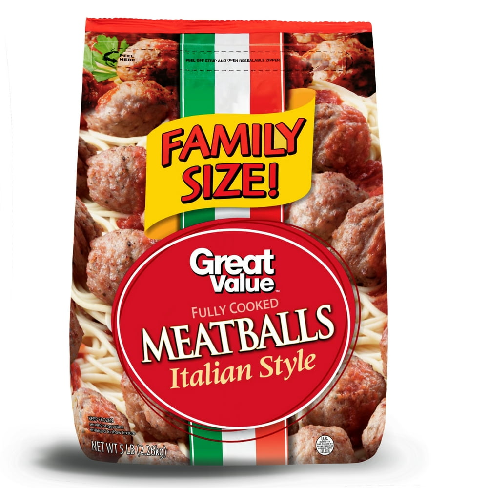 Great Value Italian Meatballs, Party Size Bag, 80 oz