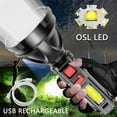 thumbnail image 2 of LED Flashlight,Torch Light,Super Bright USB Rechargeable,Zoomable Flashlight,Outdoor Waterproof,Black, 2 of 9