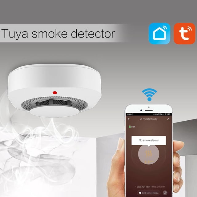 Detector de humo inteligente WiFi Tuya APP Push Fire detector de alarma de humo (blanco) Likrtyny Para estrenar