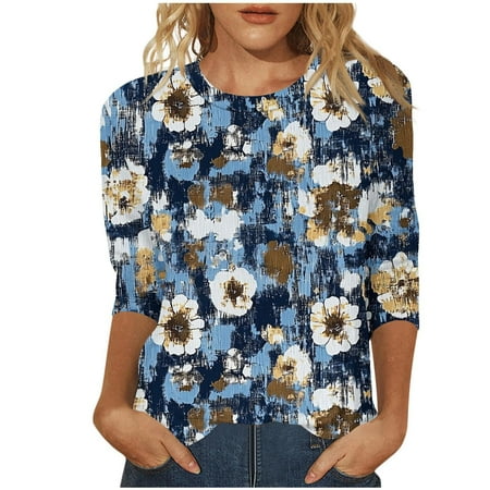 FUELEGO Deal Of The Day Lightning Deals 3/4 Length Sleeve Womens Tops Corset Tops for Women V Neck Tops for Women Basic Pleated Shirts Loose Fit Business Casual Tops for Women Womens Tops Trendy