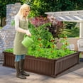 thumbnail image 4 of Gymax 48.5'' Raised Garden Bed Square Plant Box Planter Flower Vegetable Brown, 4 of 10