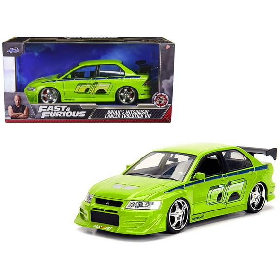 Brian's Mitsubishi Lancer Evolution VII Green with Graphics "Fast & Furious" Movie 1/24 Diecast Model Car by Jada