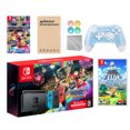 thumbnail image 1 of Nintendo Switch Mario Kart 8 Deluxe Bundle: Red/Blue Console, Mario Kart 8 & Membership, Legend of Zelda Link's Awakening, Mytrix Wireless Pro Controller Blue Bamboo and Accessories, 1 of 8