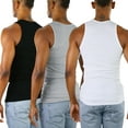 thumbnail image 3 of ToBeInStyle Men's 3 Pack A-Shirt Tank Top Undershirt - Black/White/Hgrey - 3XL, 3 of 3