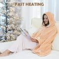 thumbnail image 6 of Wearable Heated Throw Blanket, Electric Heated Wrap Poncho Shawl & Hoodies with Pockets, 7 Heating Levels & 4 Hours Time Settings, Machine Washable with ETL Certification 40" x 70", Beige, 6 of 6