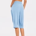 thumbnail image 5 of SHE IS Womens Baggy Harem Capri Pants Wide Leg Lounge Elastic Waist Sweatpants Casual Beach Trousers with Pockets, 5 of 6