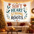 thumbnail image 3 of Floral Garden Soft with Heart Strong Roots, Inspirational Illustration for Quote Lovers, Aesthetic Wall Decor, Valentine'S Day Gift, Tapestry Wall Hanging for Dorm and Living Room, 3 of 7