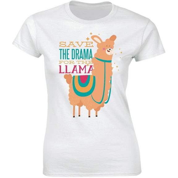 Save The Drama For Your Llama Funny Gift Cute Adorable Fluffy LLMA T-Shirt