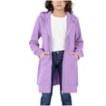 thumbnail image 5 of Girls Long Zip Up Hoodie Jacket, Teen Casual Loose Long Sleeve Hooded Sweatshirt Coat with Front Pockets, Kids Solid Lightweight Outerwear for Daily Outdoor School Wear(Purple,13-14 Years), 5 of 6