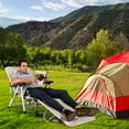 thumbnail image 3 of Topbuy Folding Camping Cot, Adjustable 7-position Lounge Chair w/ Removable Headrest & Cup Holder Beige, 3 of 9