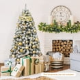 thumbnail image 3 of Topbuy 6'Hinged Artificial Christmas Tree Unlit w/ Metal Stand Premium Snow Flocked, 3 of 10