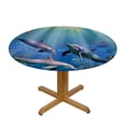 thumbnail image 3 of Orinice Dolphins Corals Fish Round Table Cover Stain Resistant Washable Indoor Outdoor Tablecloth Kitchen Dining Wedding Parties Waterproof 100% Polyester Fiber 54-58, 3 of 8