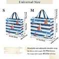thumbnail image 2 of FORMRS Womens Corduroy Tote Bag Crossbody Shoulder Handbag with Pocket, Blue Sailboats, 2 of 7