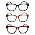 thumbnail image 2 of EYE ZOOM 3 Pairs Ladies Plastic Frame Stylish Style Reading Glasses for Women, Black, Brown Tortoise and Red, Strength: +2.50, 2 of 5