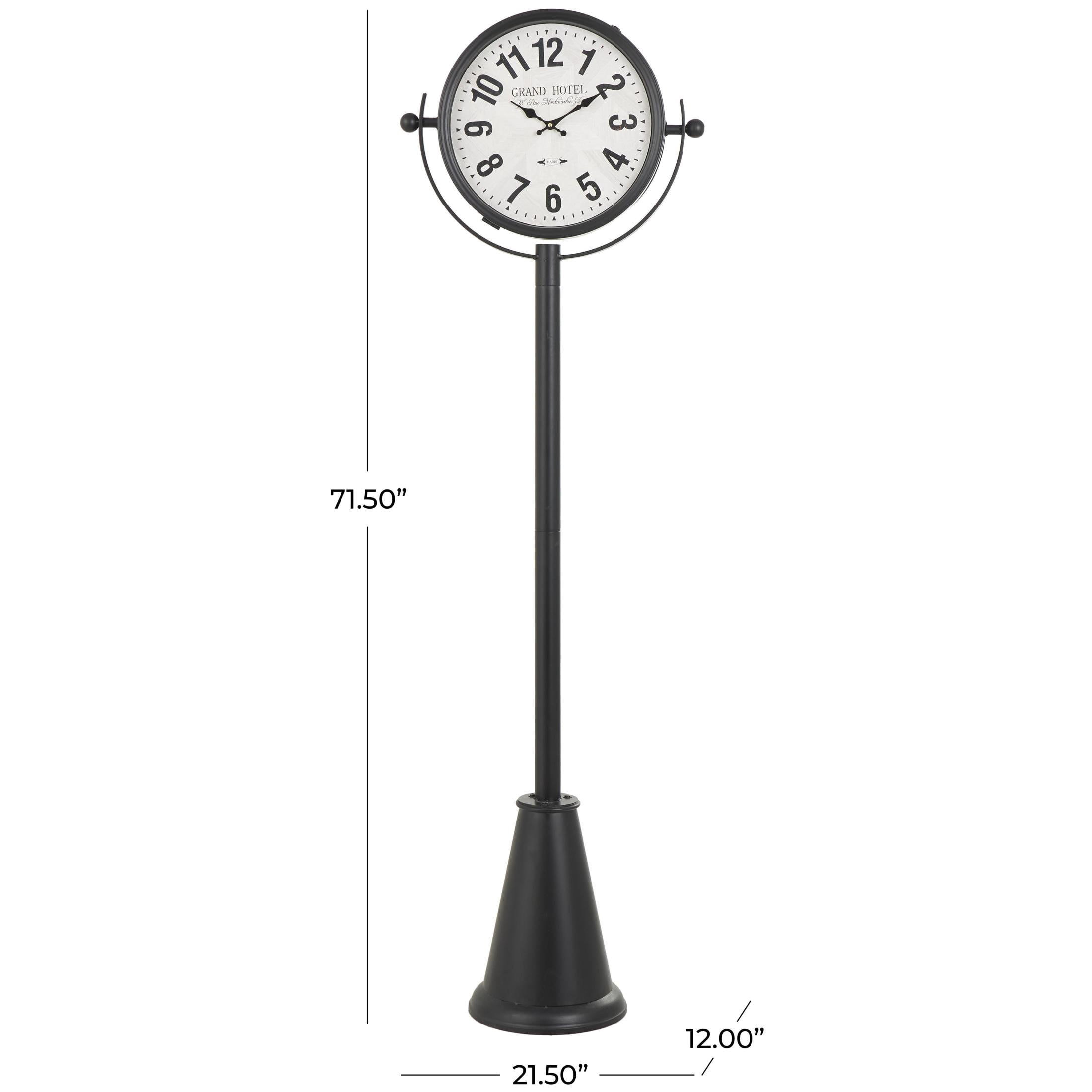 DecMode 72" Black Metal Double Sided Clock with Cone Shaped Base