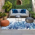thumbnail image 2 of Nautical Coastal Outdoor Rug for Patio/Deck/Porch, Non-Slip Large Area Rug 6 x 9 Ft, Summer Ocean Coral Starfish Conch Blue Indoor Outdoor Rugs Washable Area Rugs, Camping Rug Carpet Runner, 2 of 8