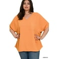 thumbnail image 2 of Zenana Women & Plus V Neck Woven Airflow Dolman Short Sleeve Blouse Top with Front Pocket, 2 of 3