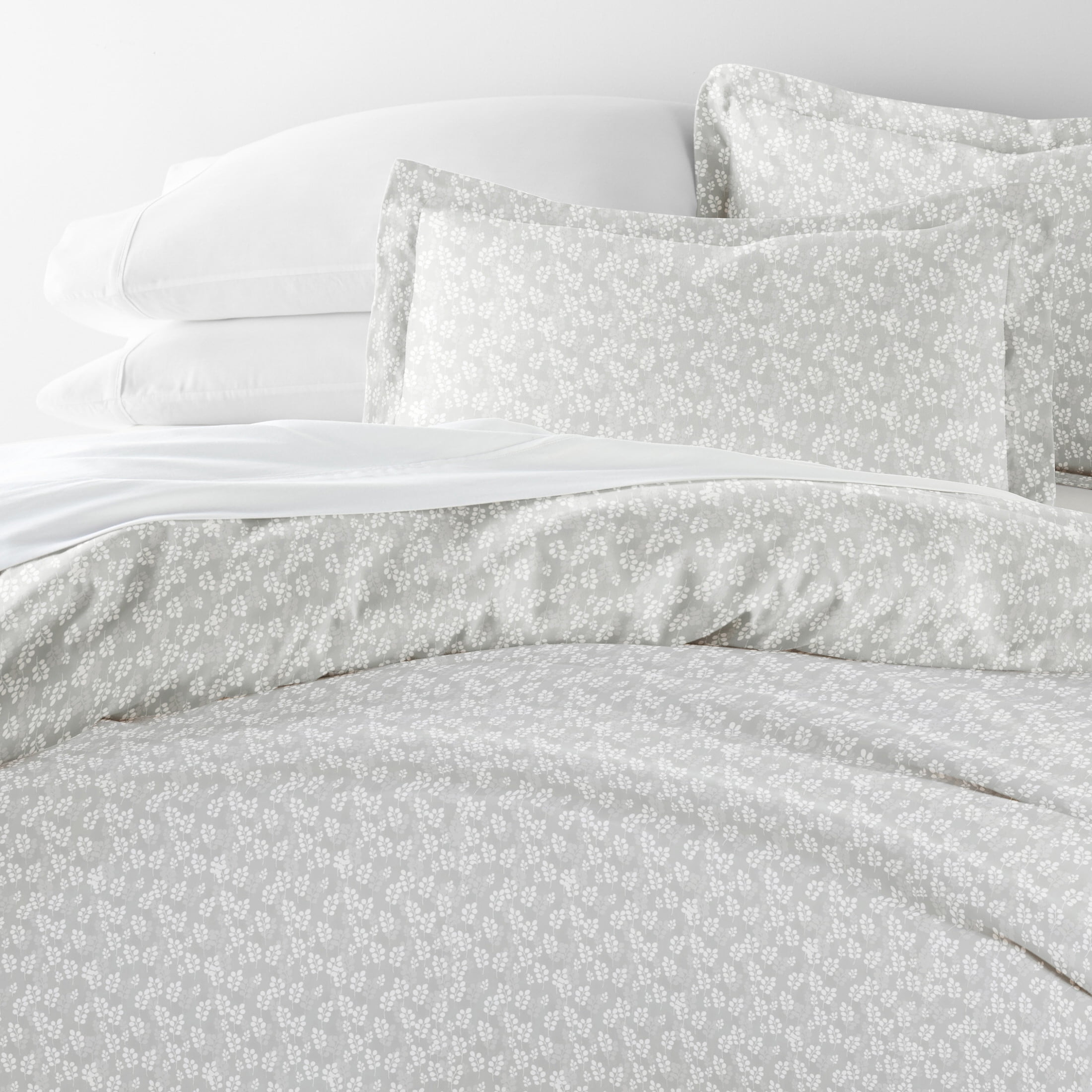 Duvet Cover Set - Ultra Soft & Breathable - Gray Wheatfield Floral for King Size Bedding by Comfort Canopy