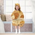 thumbnail image 7 of Wearable Blanket with Sleeves and Pocket Oversized Hooded Sweatshirt 3-14 YR Brown and Yellow Colors S, 7 of 7