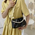 thumbnail image 3 of New fashion artificial leather cloud bag chain clutch bag underarm bag diagonal shoulder bag - black, 3 of 5