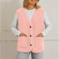 thumbnail image 6 of Aloohaidyvio Jackets Womens Fleece Vests Button Warm Sleeveless Fall Fuzzy Jackets Winter Soft Outerwear with Pockets, 6 of 6