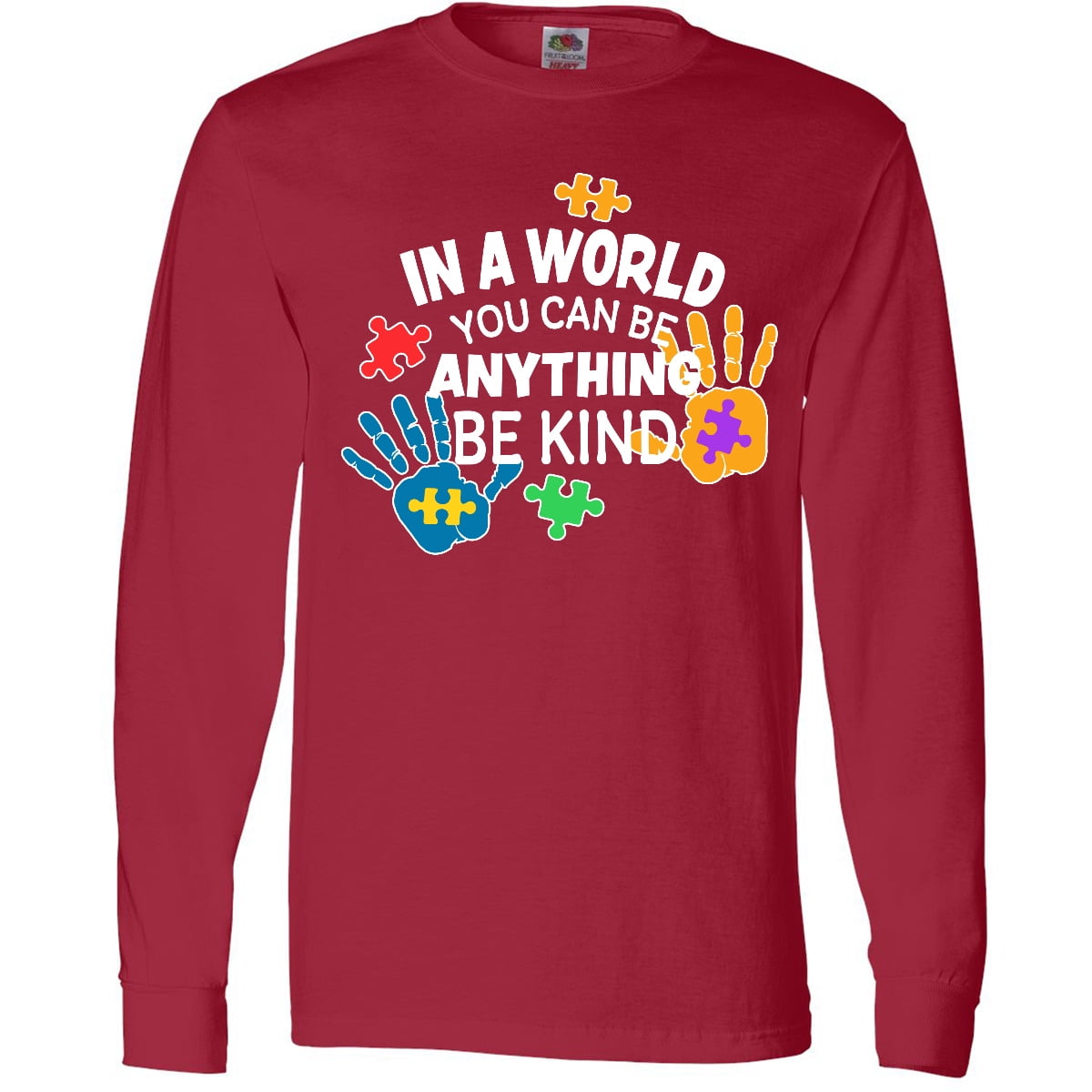 Inktastic In a World You Can Be Anything Be Kind Autism Awareness Long Sleeve T-Shirt
