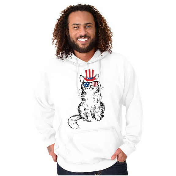 Cat Lovers Patriotic American Kitty Hoodie Sweatshirt Women Men Brisco Brands M