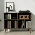 thumbnail image 2 of Cozy Castle Record Player Stand, Turntables Stand with Vinyl Record Storage Holds up to 350 Albums, Record Stand Table for Bedroom, Living Room, Office, Brown, 2 of 9