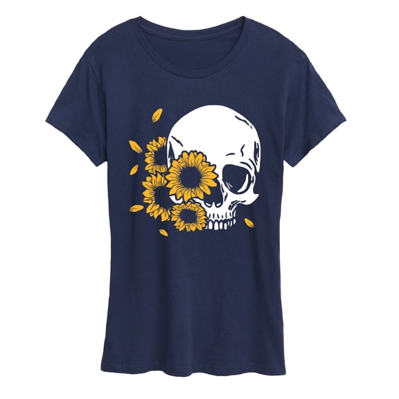 Instant Message - Sunflower Skull Short Sleeve Graphic T-Shirt