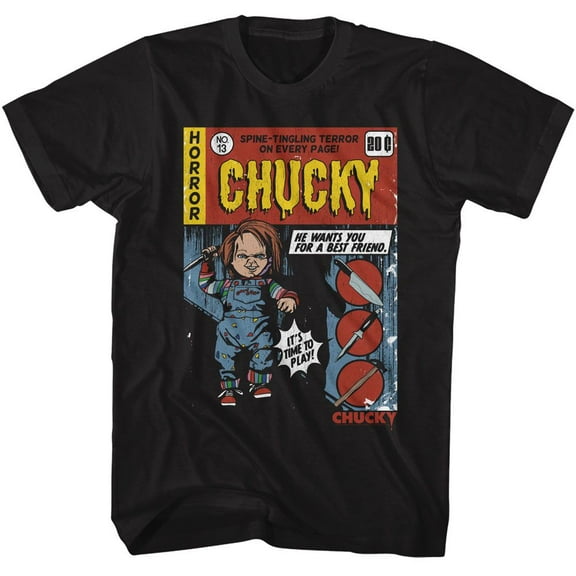 Child's Play Chucky Comic Black T-Shirt